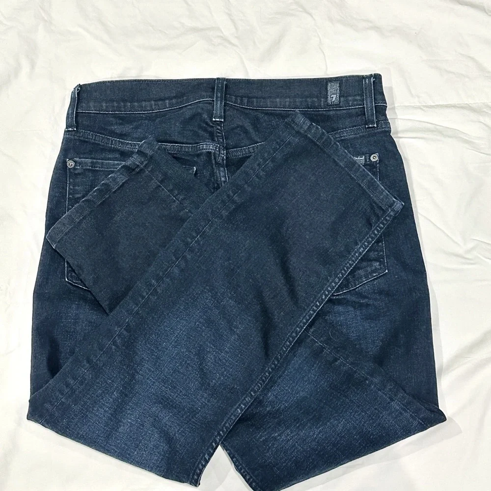 👖🖤 7 FOR ALL MANKIND The Standard Straight Ankle Jeans Sz‎ 31 Dark Wash Denim
